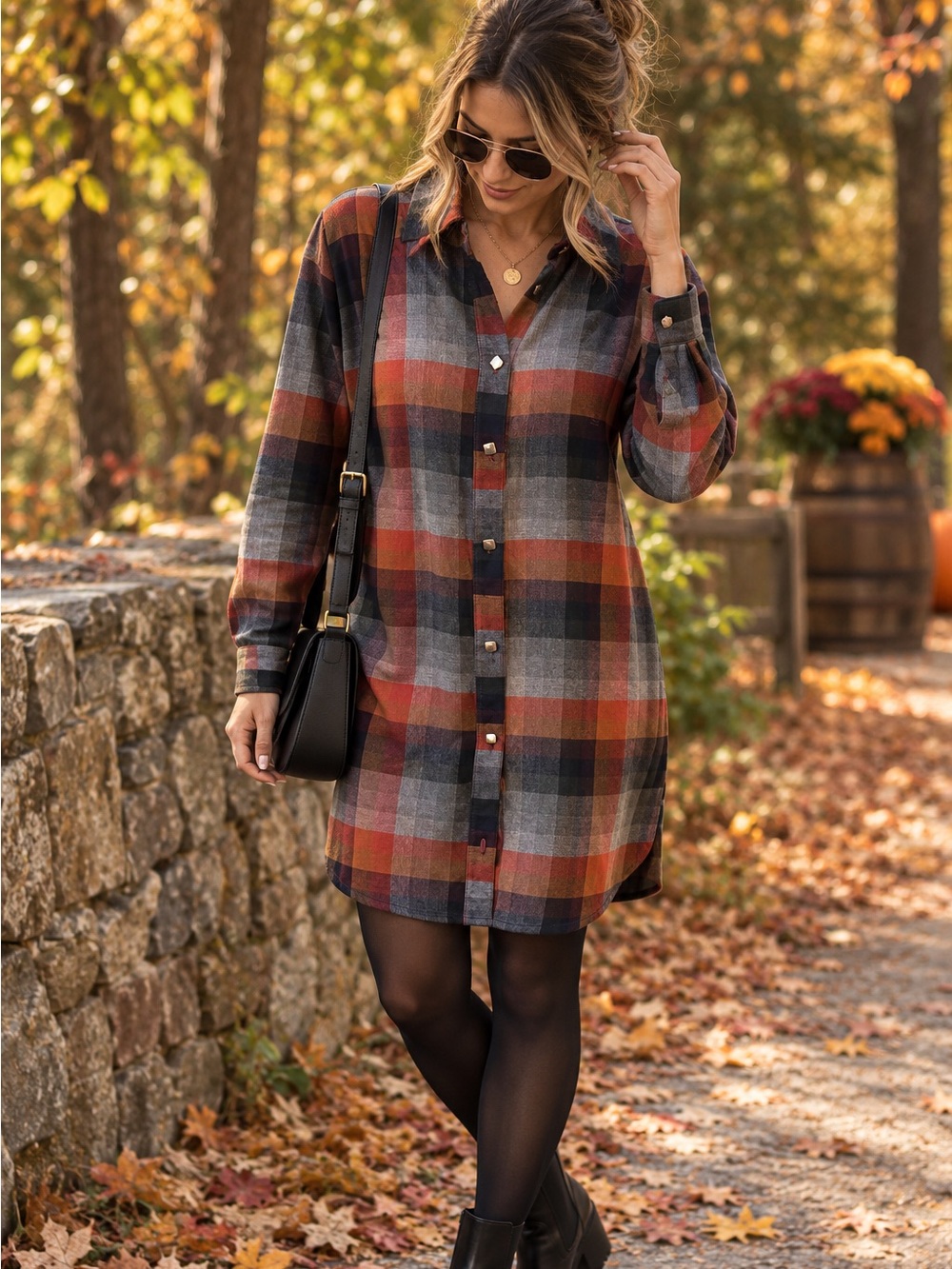 Women's Plaid Shirt Dress